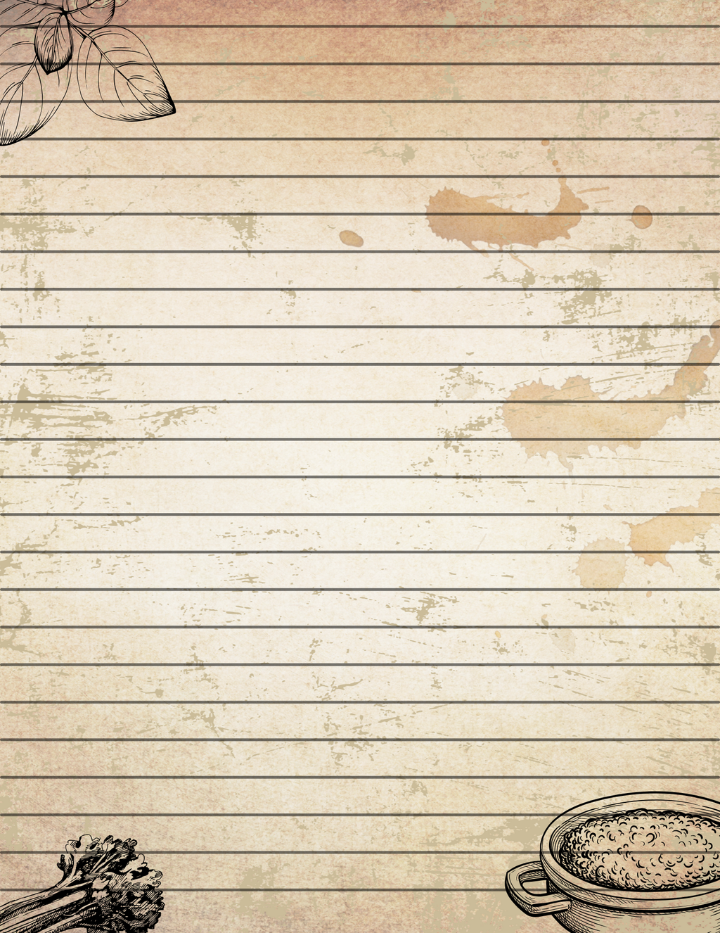 Blank Recipe & Cookbook Pages