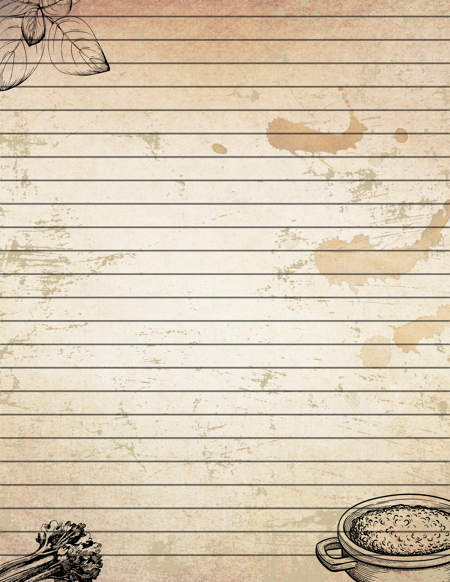 Blank Recipe & Cookbook Pages