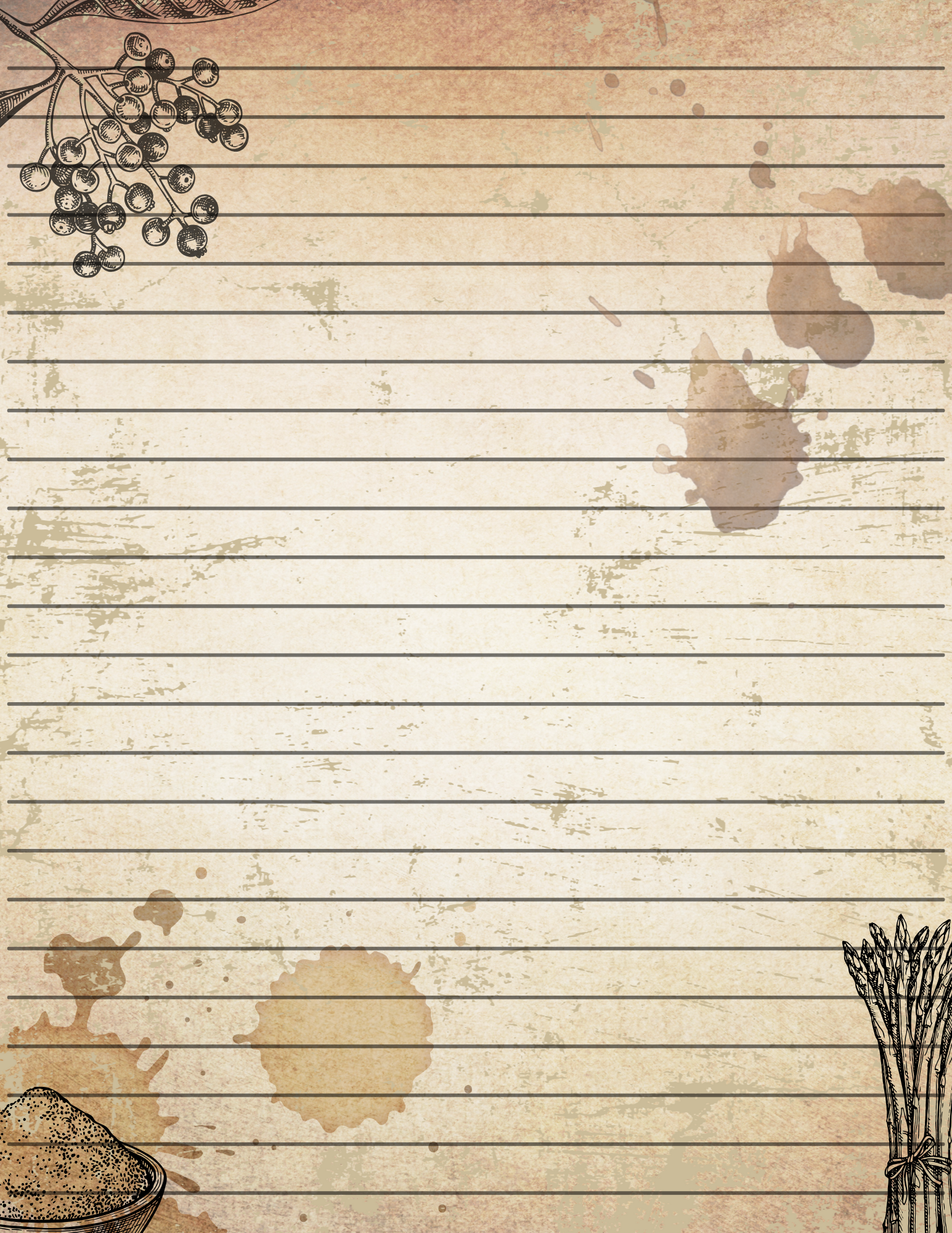 Blank Recipe & Cookbook Pages