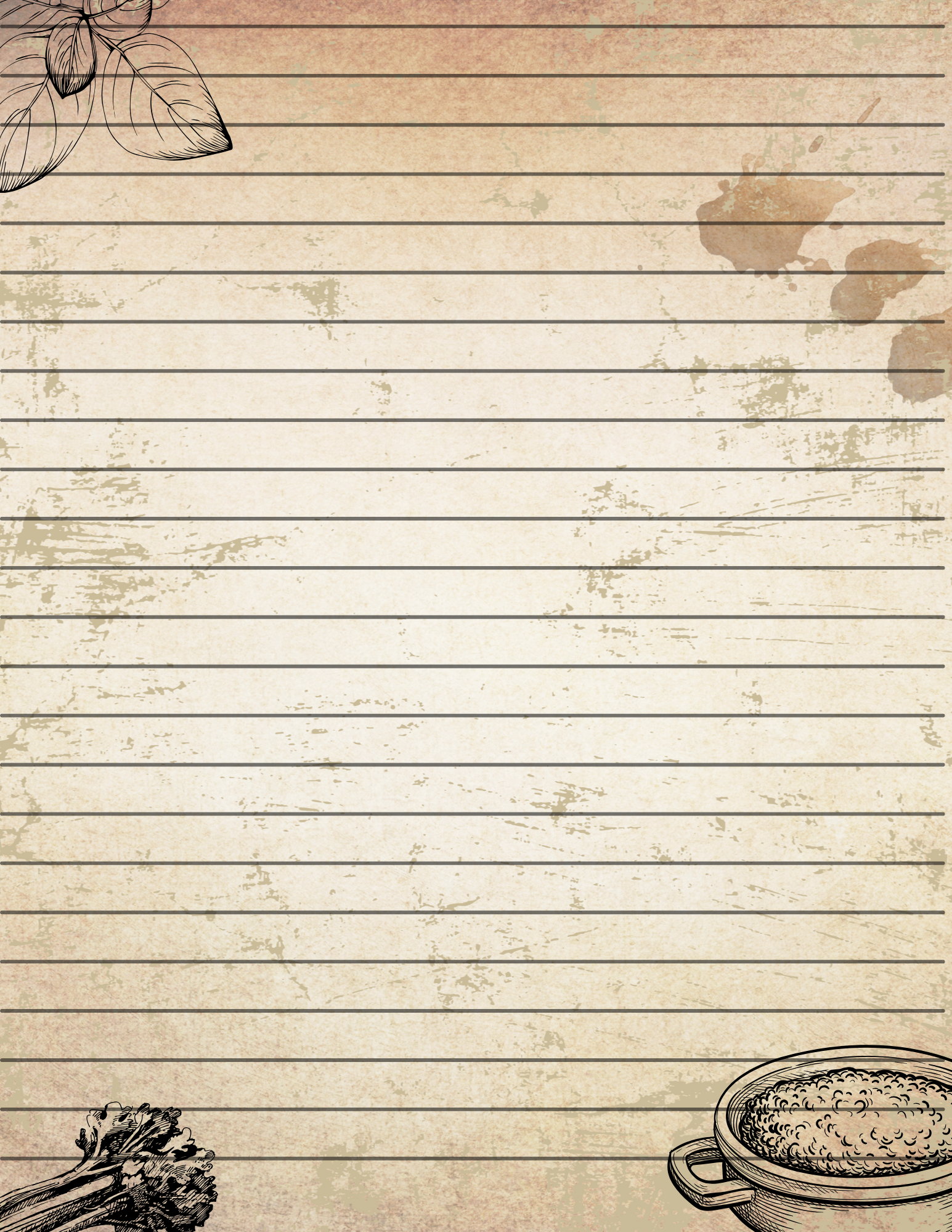 Blank Recipe & Cookbook Pages
