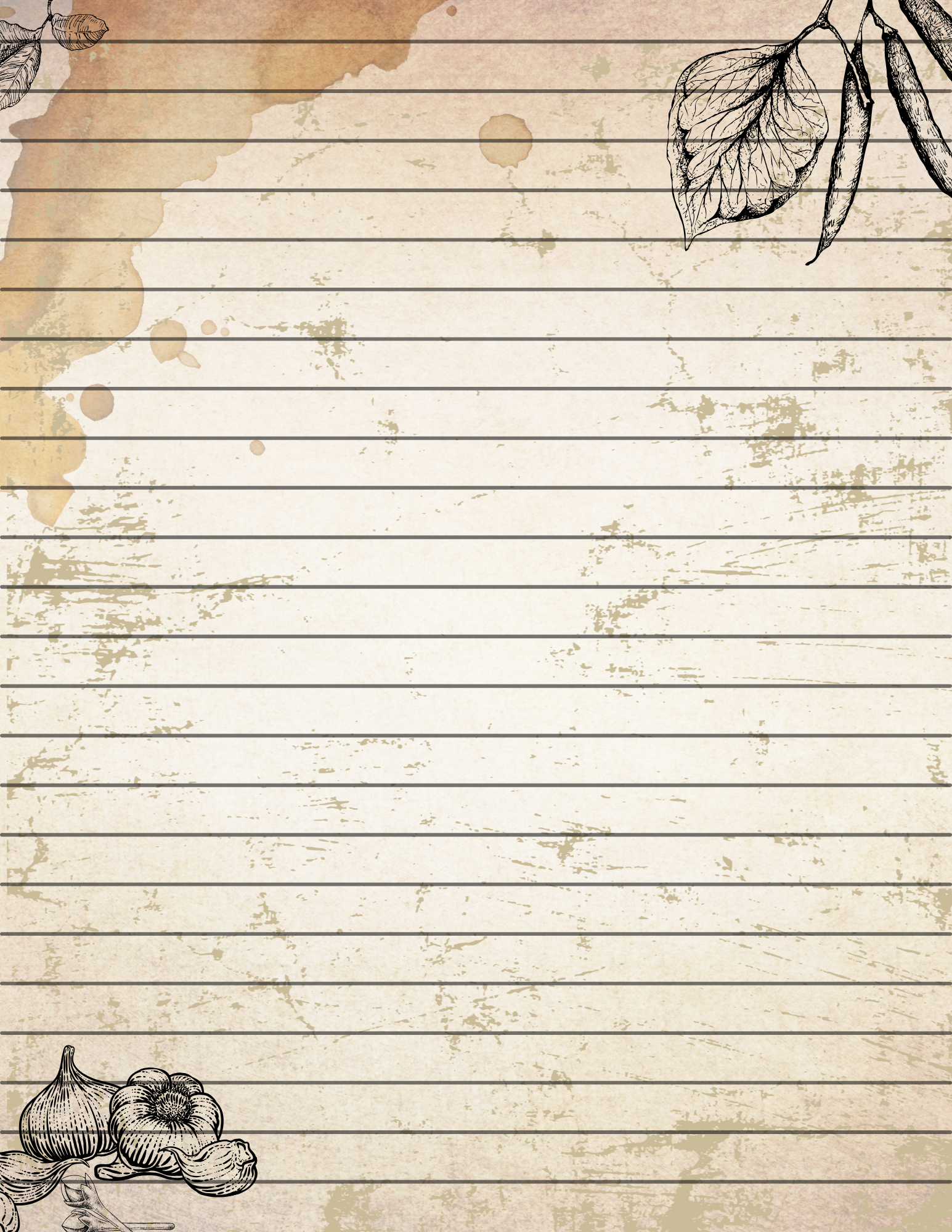 Blank Recipe & Cookbook Pages